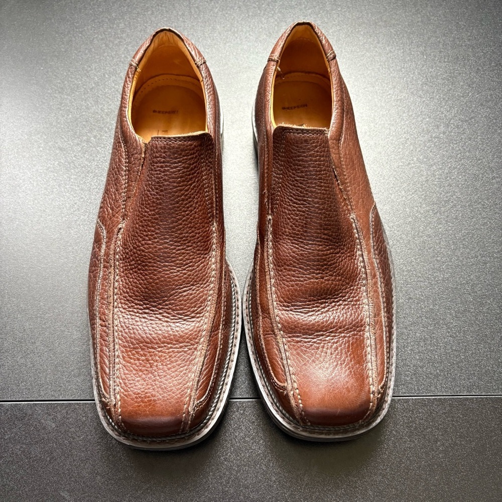 Florsheim Men's Derek Cognac‎ Brown Leather Slip-On Shoes sheepskin office 8.5